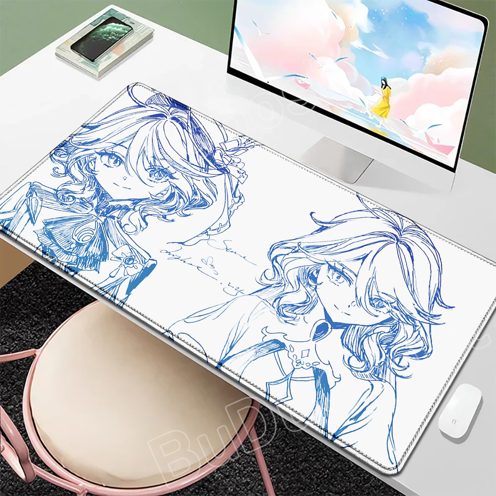 Pc Gaming Drawing - 라인 드로잉 원신 푸리나 포칼로스 마우스패드