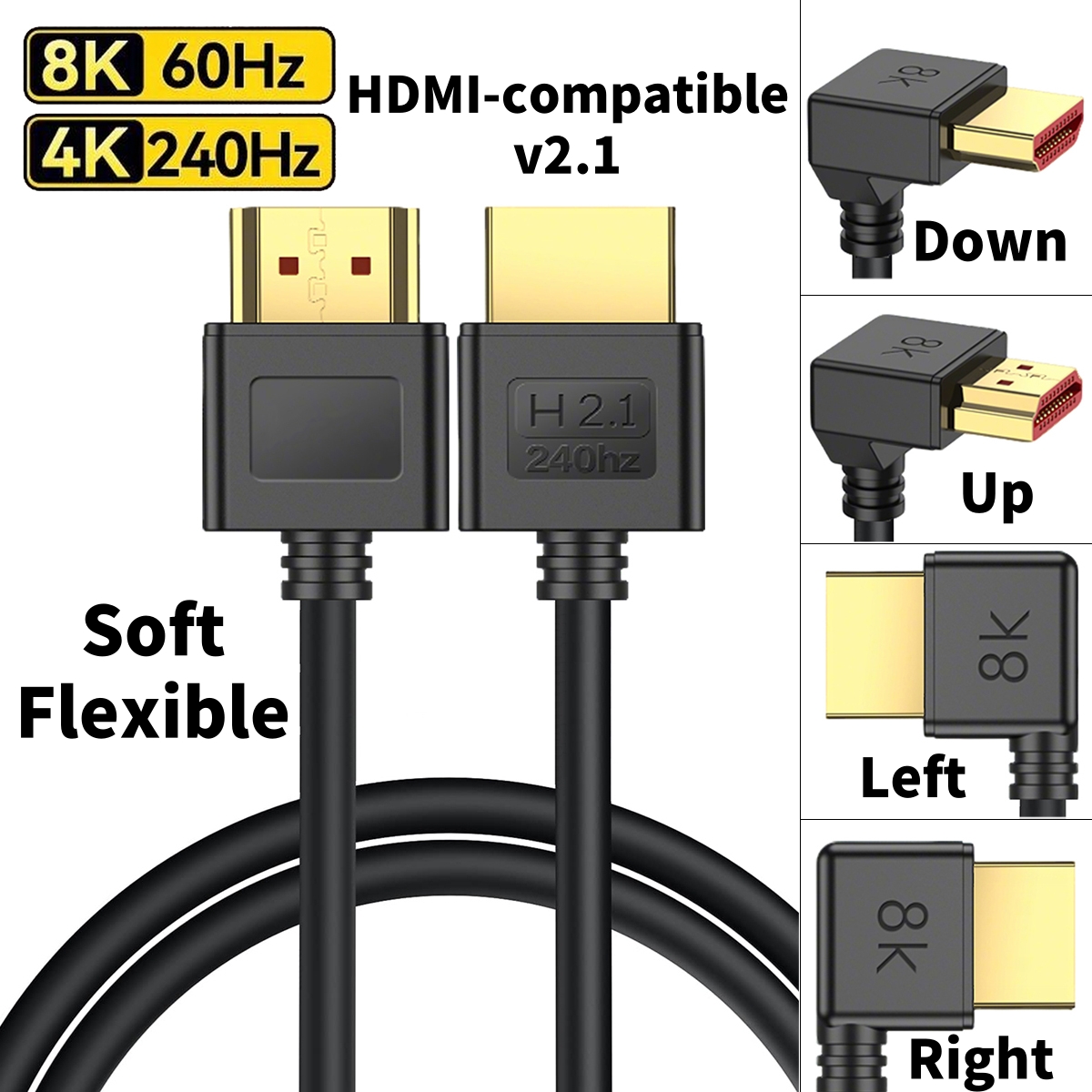 Pc Zotac Gaming - 90도 위/아래/왼쪽/직각 HDMI 호환 2.1 케이블