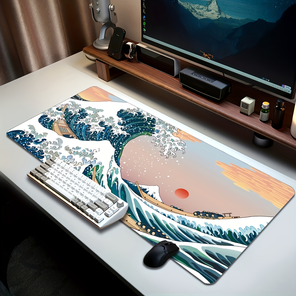 1pc 웨이브 대형 마우스 패드, 게임용 노트북 마우스 - Pc Gaming Drawing 리뷰 및 가격